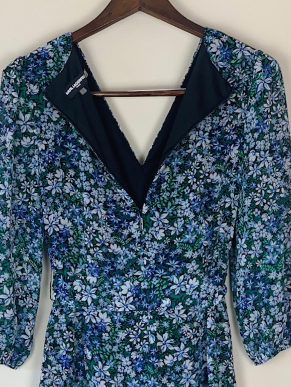 Karl Lagerfeld Paris Romantic Floral Tie Waist Ruffle Dress Women’s Sz 12 - Picture 4 of 10